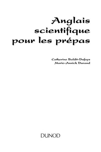 Anglais scientifique pour les prépas