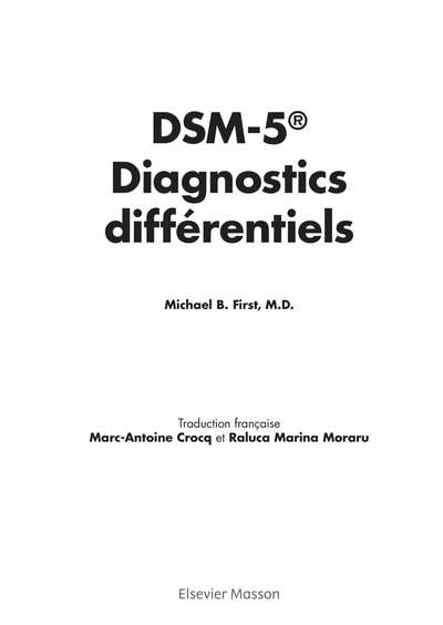 DSM-5 Diagnostics Différentiels (Michael B. First)