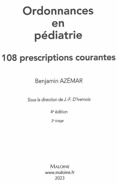 ordonnaces en pediatrie