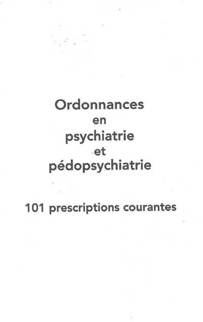 ordonnaces en psychiatrie