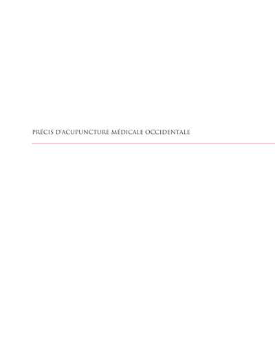 Précis d'acupuncture médicale occidentale