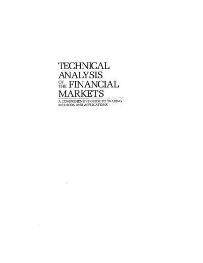 Technical Analysis of Financial Markets